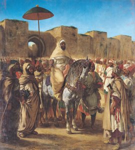 Muley Abd-ar-Rhaman (1789-1859), O Sultão de Marrocos, deixando seu Palácio de Meknes com sua comitiva, março de 1832, 1845